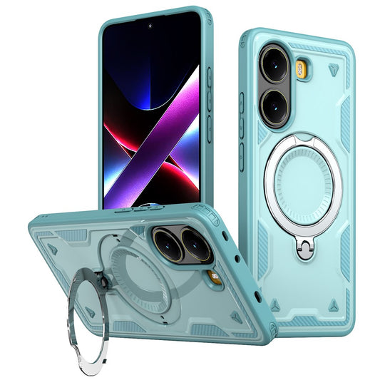 For Xiaomi Poco X7 Pro 5G / Redmi Turbo 4 5G Magnetic Case Military Protection PC + TPU Kickstand Phone Cover