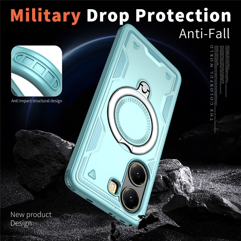 For Xiaomi Poco X7 Pro 5G / Redmi Turbo 4 5G Magnetic Case Military Protection PC + TPU Kickstand Phone Cover