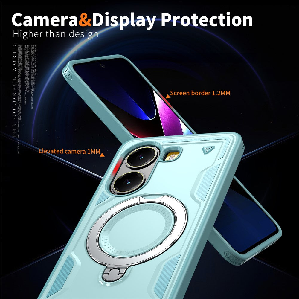 For Xiaomi Poco X7 Pro 5G / Redmi Turbo 4 5G Magnetic Case Military Protection PC + TPU Kickstand Phone Cover