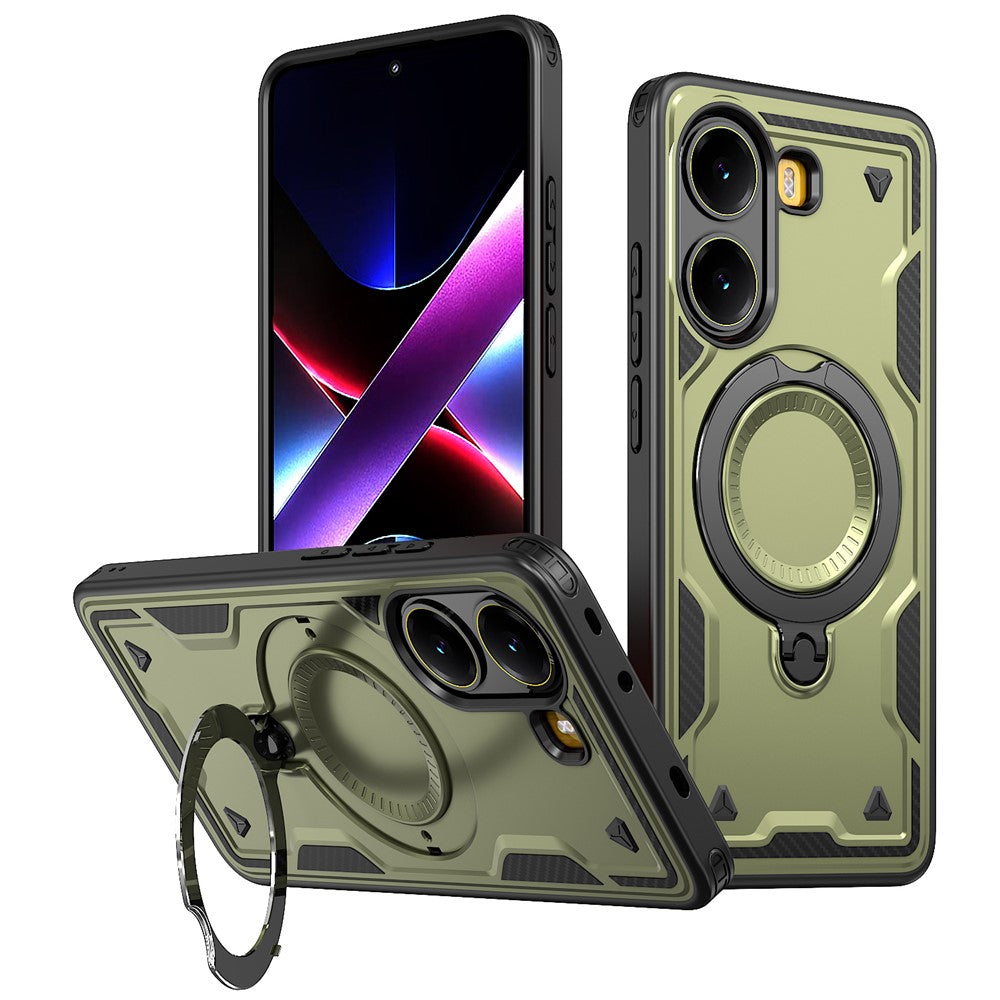 For Xiaomi Poco X7 Pro 5G / Redmi Turbo 4 5G Magnetic Case Military Protection PC + TPU Kickstand Phone Cover