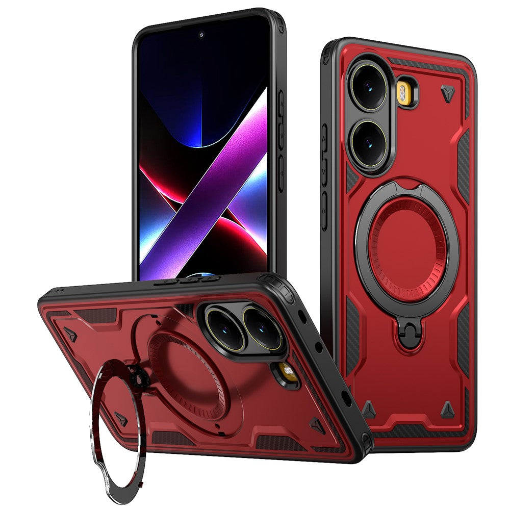 For Xiaomi Poco X7 Pro 5G / Redmi Turbo 4 5G Magnetic Case Military Protection PC + TPU Kickstand Phone Cover