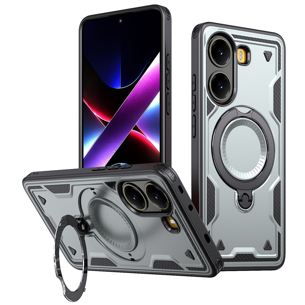 For Xiaomi Poco X7 Pro 5G / Redmi Turbo 4 5G Magnetic Case Military Protection PC + TPU Kickstand Phone Cover
