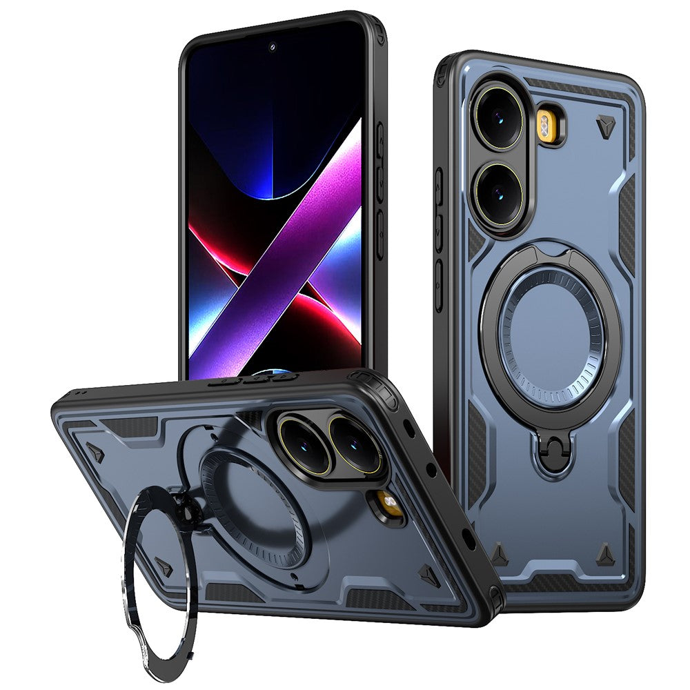 For Xiaomi Poco X7 Pro 5G / Redmi Turbo 4 5G Magnetic Case Military Protection PC + TPU Kickstand Phone Cover