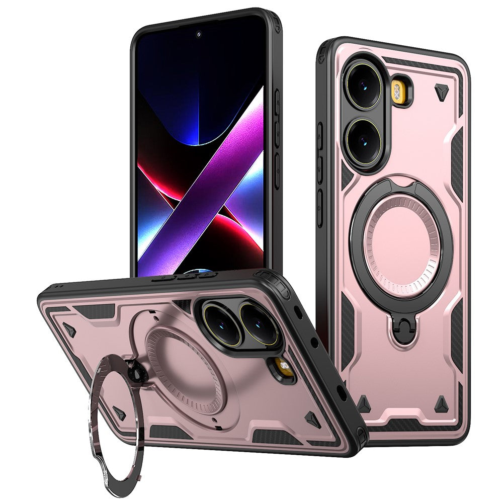 For Xiaomi Poco X7 Pro 5G / Redmi Turbo 4 5G Magnetic Case Military Protection PC + TPU Kickstand Phone Cover