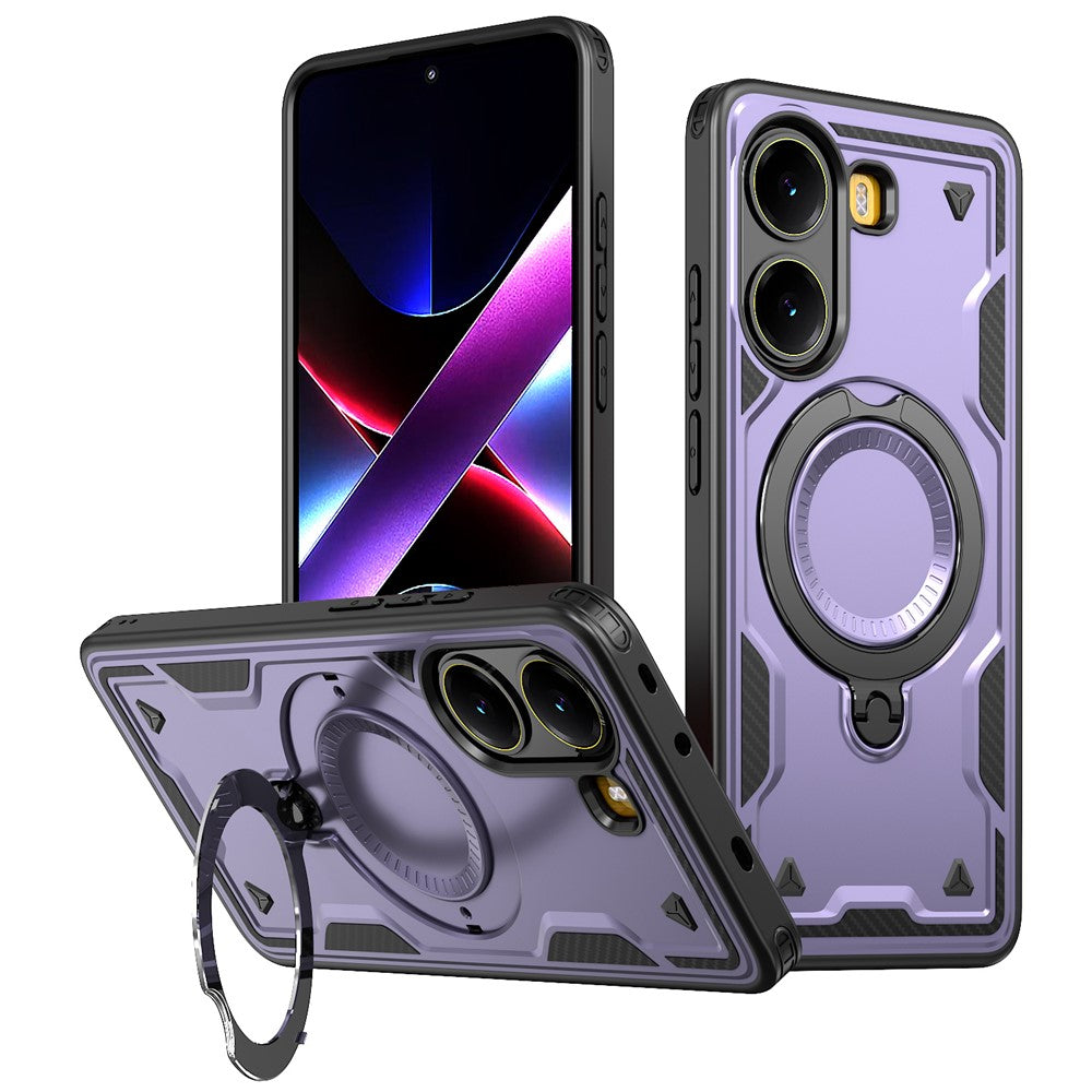 For Xiaomi Poco X7 Pro 5G / Redmi Turbo 4 5G Magnetic Case Military Protection PC + TPU Kickstand Phone Cover