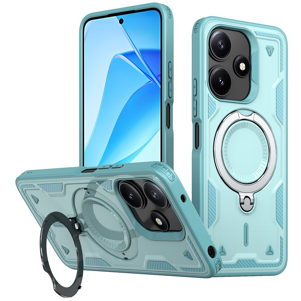 For Xiaomi Poco M6 Pro 5G / Redmi 12 5G (Global) Magnetic Case Military Protection PC + TPU Kickstand Phone Cover