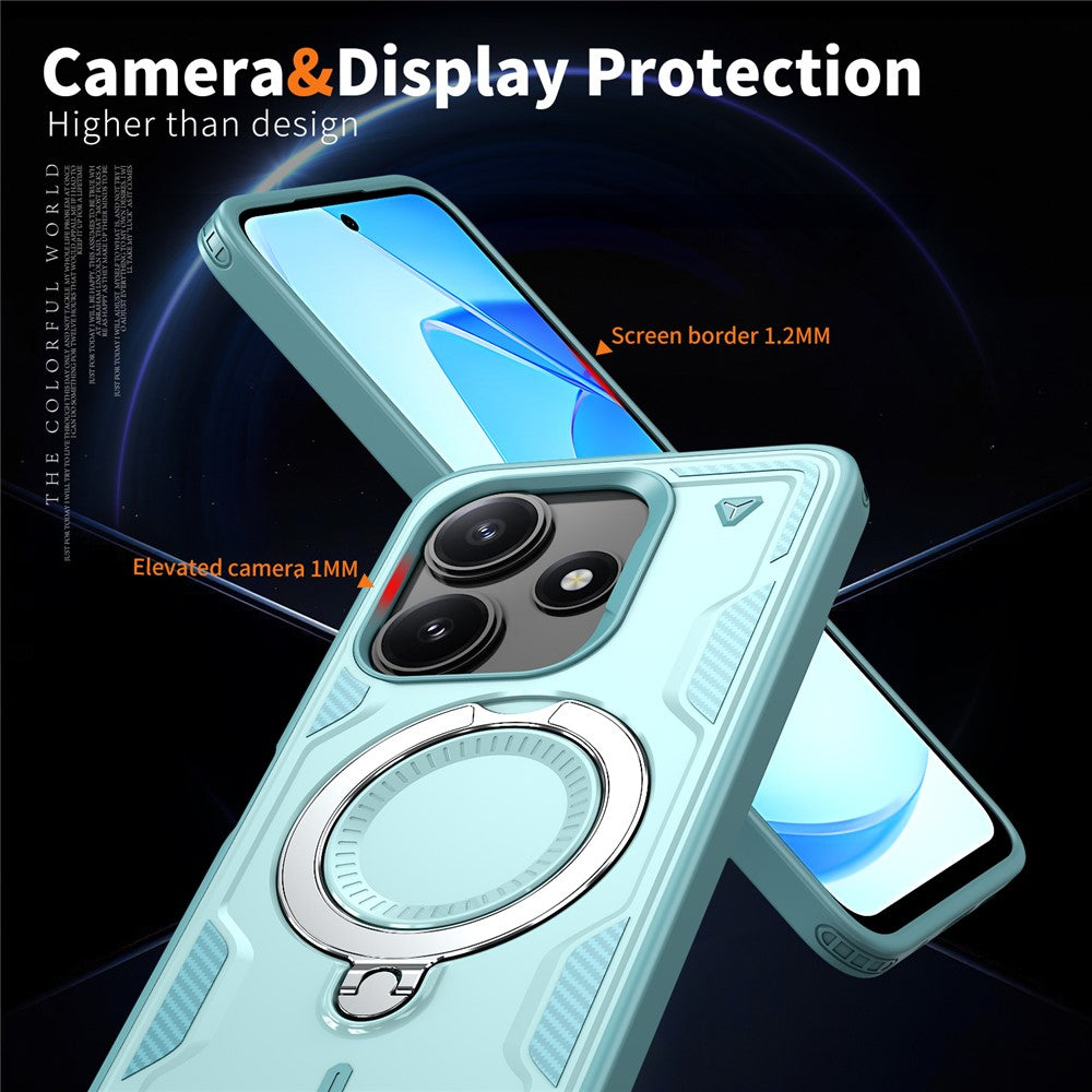 For Xiaomi Poco M6 Pro 5G / Redmi 12 5G (Global) Magnetic Case Military Protection PC + TPU Kickstand Phone Cover