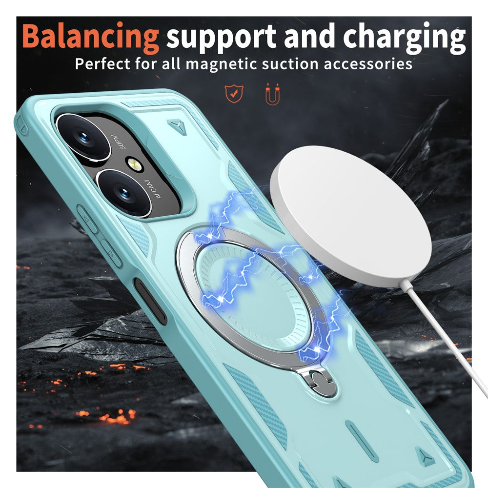 Magnetic Case For Xiaomi Redmi 13C 4G / 5G / 13R 5G / Poco C65 4G / M6 5G Military Protection PC + TPU Kickstand Phone Cover