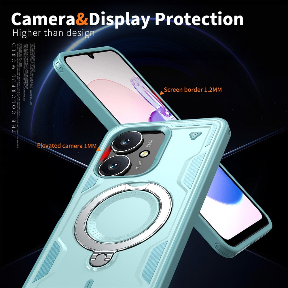 Magnetic Case For Xiaomi Redmi 13C 4G / 5G / 13R 5G / Poco C65 4G / M6 5G Military Protection PC + TPU Kickstand Phone Cover