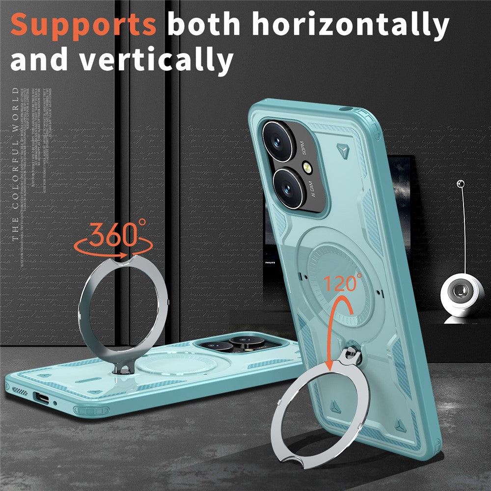 Magnetic Case For Xiaomi Redmi 13C 4G / 5G / 13R 5G / Poco C65 4G / M6 5G Military Protection PC + TPU Kickstand Phone Cover
