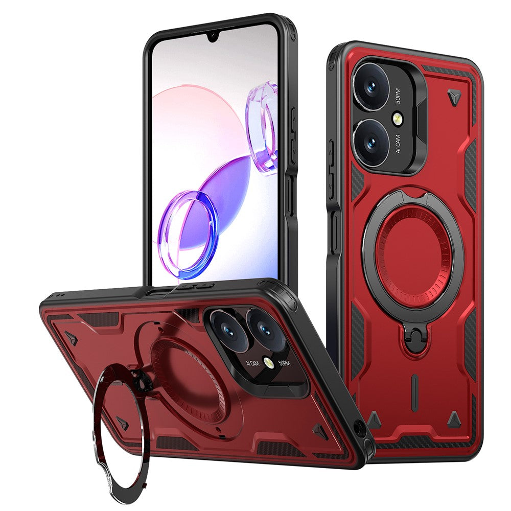 Magnetic Case For Xiaomi Redmi 13C 4G / 5G / 13R 5G / Poco C65 4G / M6 5G Military Protection PC + TPU Kickstand Phone Cover