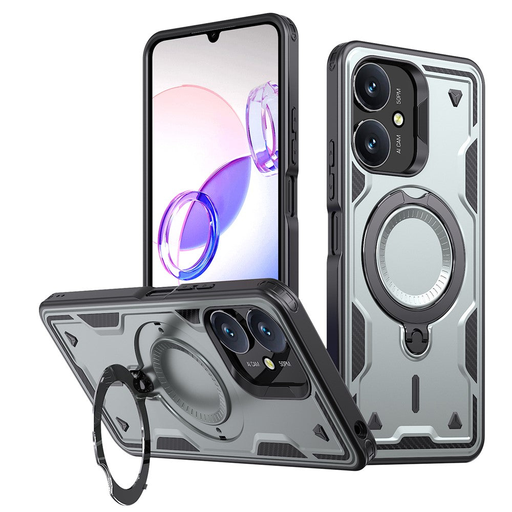 Magnetic Case For Xiaomi Redmi 13C 4G / 5G / 13R 5G / Poco C65 4G / M6 5G Military Protection PC + TPU Kickstand Phone Cover