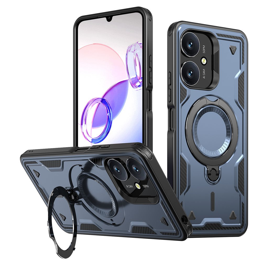 Magnetic Case For Xiaomi Redmi 13C 4G / 5G / 13R 5G / Poco C65 4G / M6 5G Military Protection PC + TPU Kickstand Phone Cover