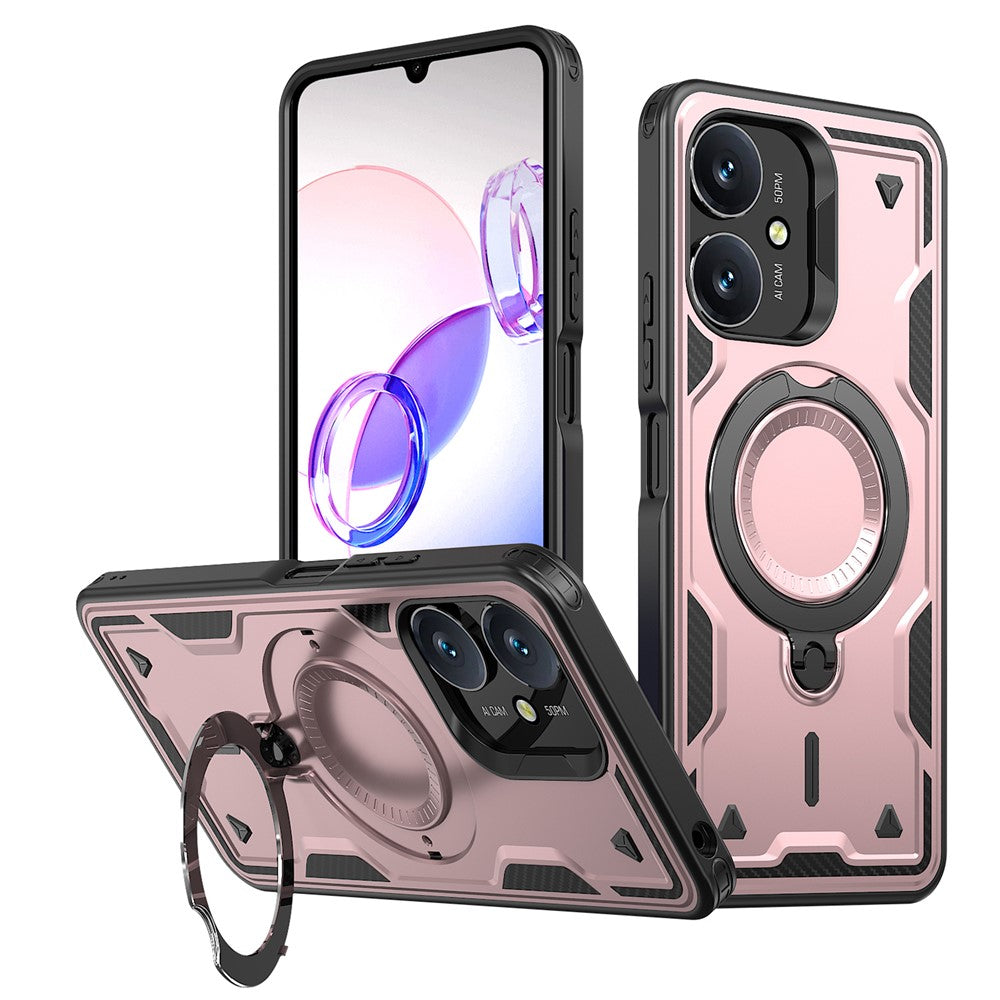 Magnetic Case For Xiaomi Redmi 13C 4G / 5G / 13R 5G / Poco C65 4G / M6 5G Military Protection PC + TPU Kickstand Phone Cover