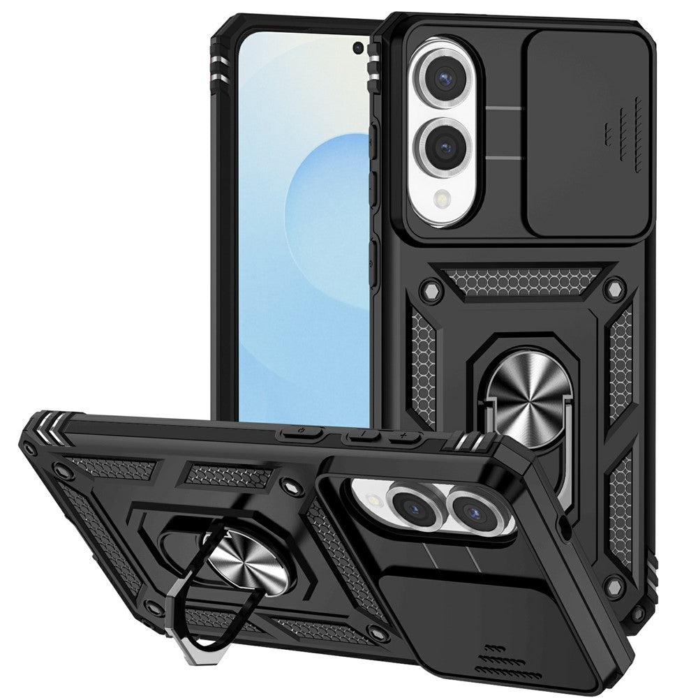 Galaxy S25 Edge Stoßfeste Schutzhülle – mit Kameraschutz-Schieber & 360° Ringhalter