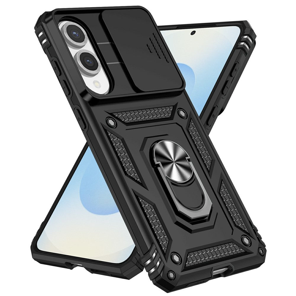 Galaxy S25 Edge Stoßfeste Schutzhülle – mit Kameraschutz-Schieber & 360° Ringhalter