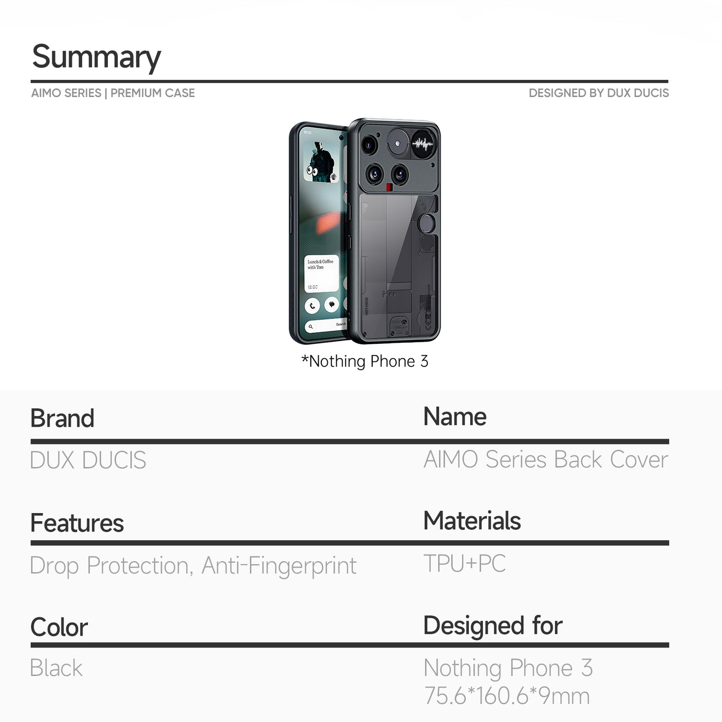 DUX DUCIS For Nothing Phone (3) 5G Case  Aimo Series TPU+PC Matte Drop-proof Phone Cover (REACH Certification)