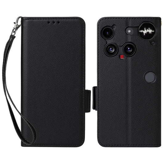 Nothing Phone (3) 5G Wallet-Handyhülle – Aus PU-Leder & Litschi-Textur, mit Ständer & Tragegurt