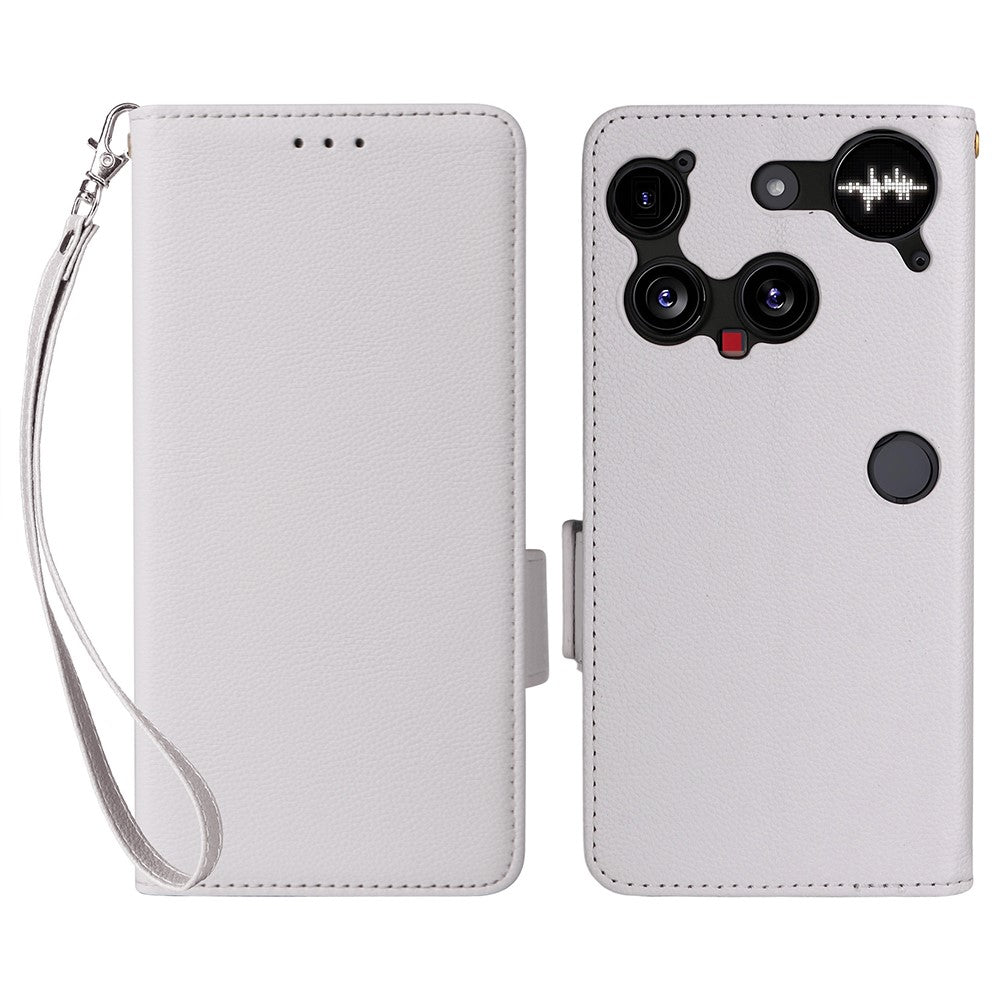 Nothing Phone (3) 5G Wallet-Handyhülle – Aus PU-Leder & Litschi-Textur, mit Ständer & Tragegurt