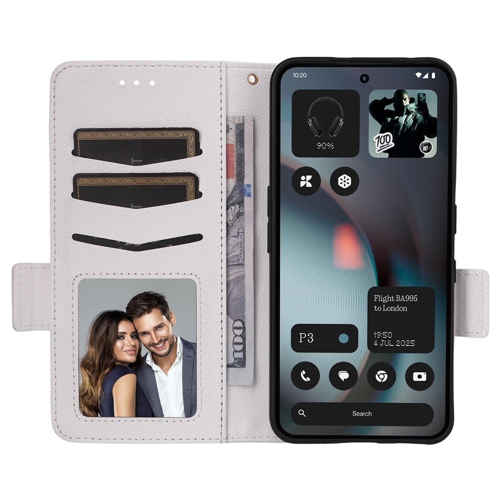 Nothing Phone (3) 5G Wallet-Handyhülle – Aus PU-Leder & Litschi-Textur, mit Ständer & Tragegurt