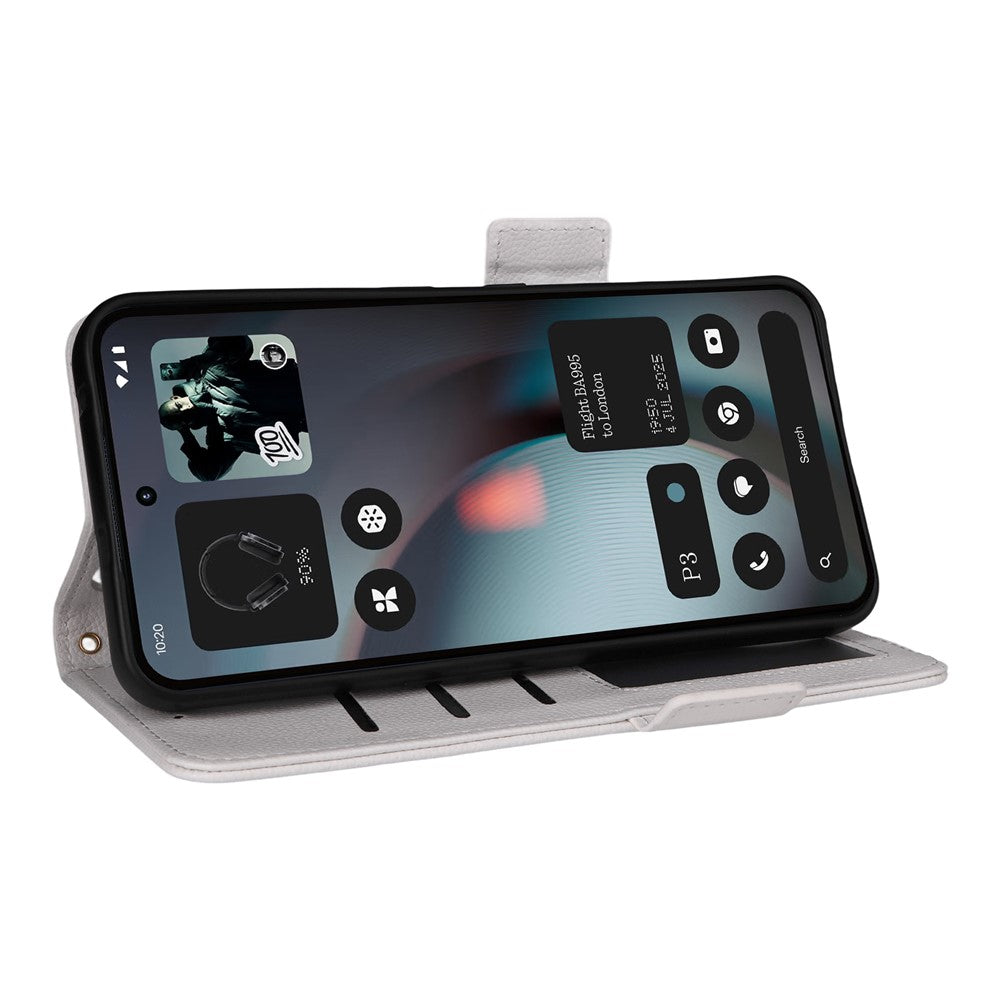 Nothing Phone (3) 5G Wallet-Handyhülle – Aus PU-Leder & Litschi-Textur, mit Ständer & Tragegurt