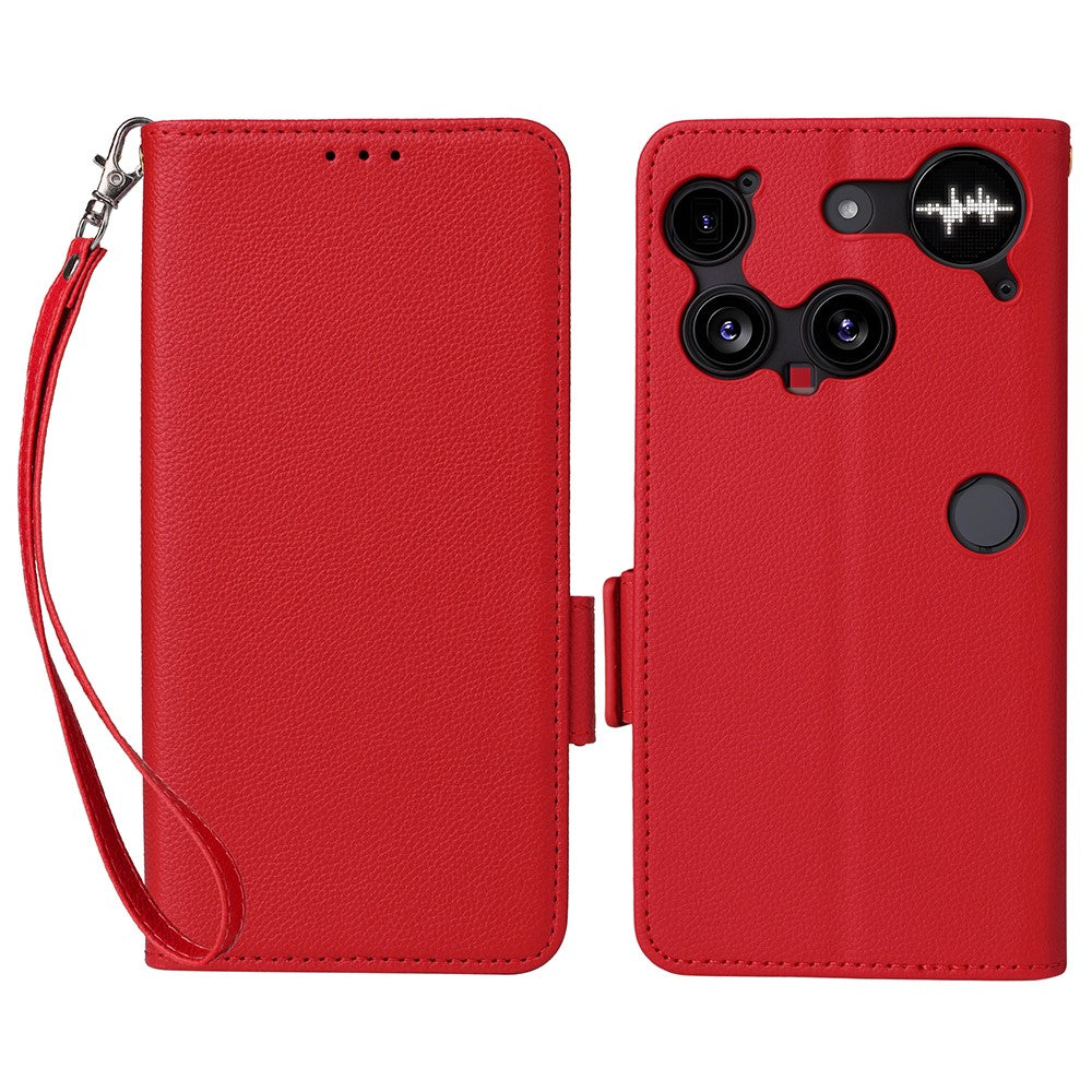 Nothing Phone (3) 5G Wallet-Handyhülle – Aus PU-Leder & Litschi-Textur, mit Ständer & Tragegurt