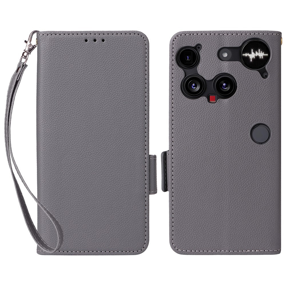 Nothing Phone (3) 5G Wallet-Handyhülle – Aus PU-Leder & Litschi-Textur, mit Ständer & Tragegurt