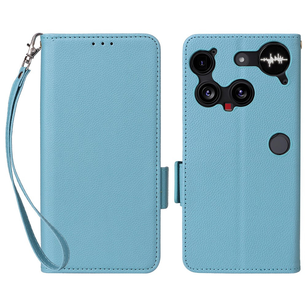 Nothing Phone (3) 5G Wallet-Handyhülle – Aus PU-Leder & Litschi-Textur, mit Ständer & Tragegurt