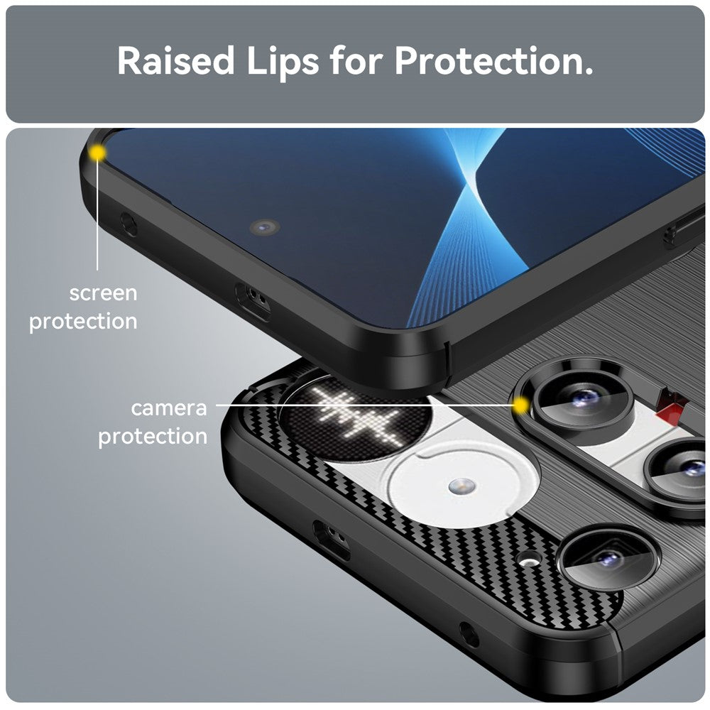 For Nothing Phone (3) 5G Case Protective Phone Cover Carbon Fiber Texture Brushed