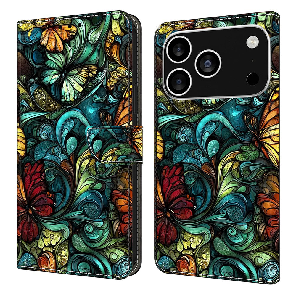 For iPhone 18 Pro / 17 Pro Wallet Case Pattern Printing PU Leather Flip Stand Phone Cover