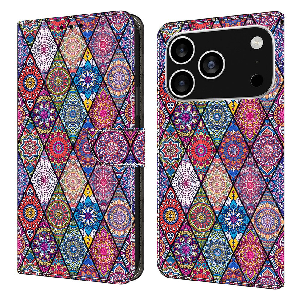 For iPhone 18 Pro / 17 Pro Wallet Case Pattern Printing PU Leather Flip Stand Phone Cover