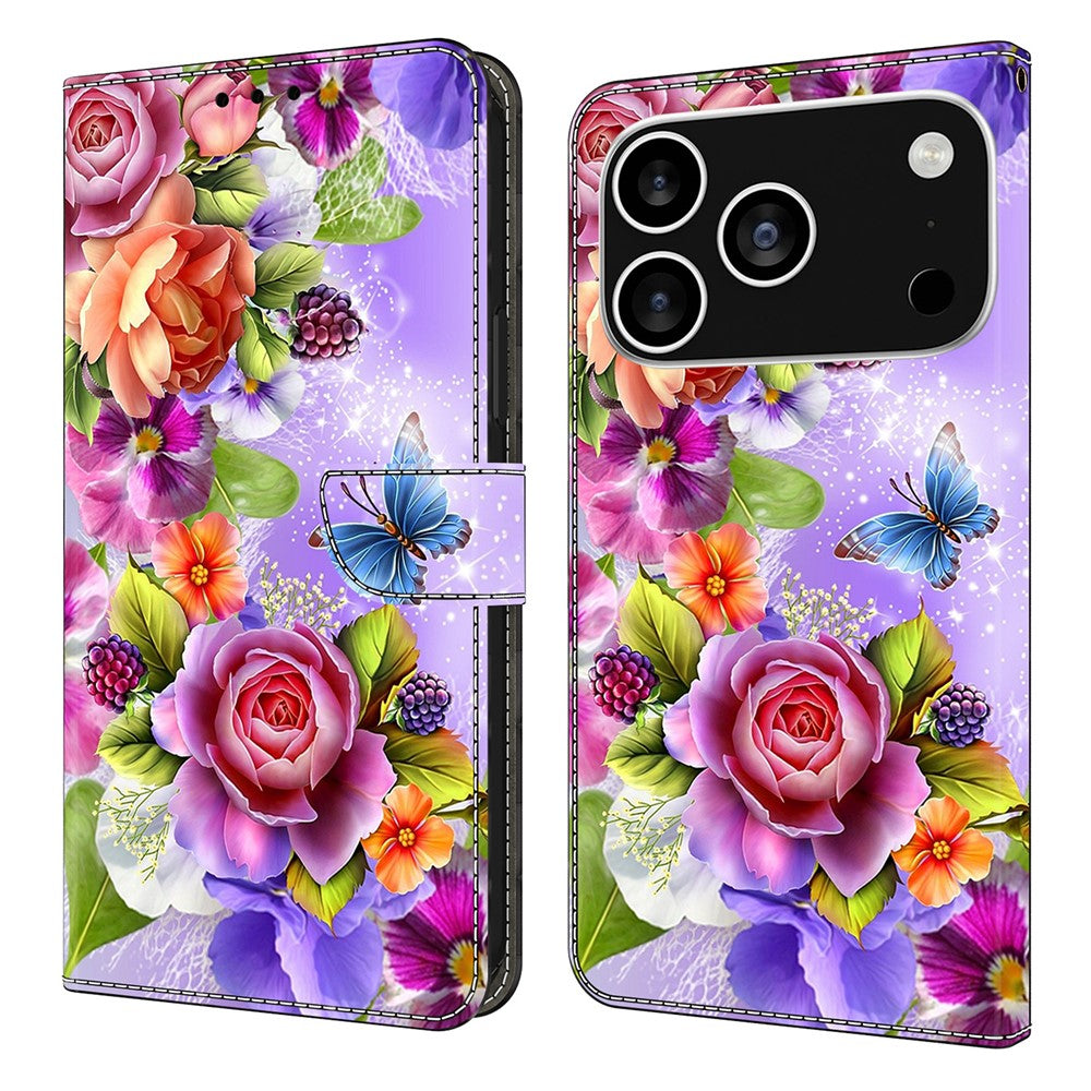 For iPhone 18 Pro Max / 17 Pro Max Wallet Case Pattern Printing PU Leather Flip Stand Phone Cover