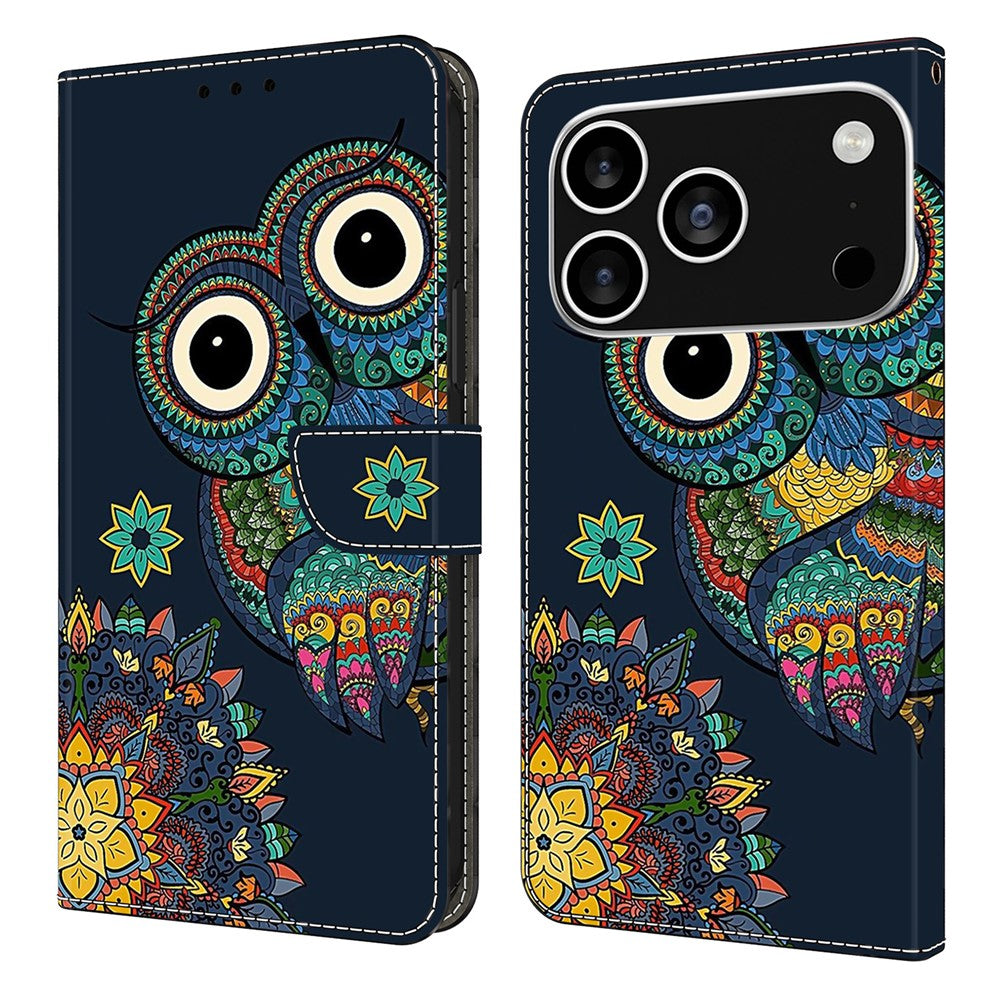 For iPhone 18 Pro Max / 17 Pro Max Wallet Case Pattern Printing PU Leather Flip Stand Phone Cover