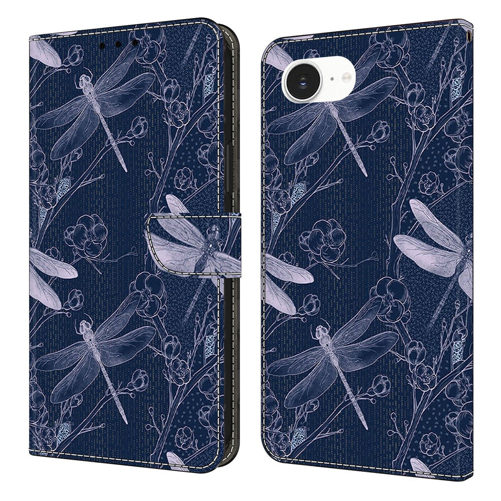 For iPhone 17e / 16e Wallet Case Pattern Printing PU Leather Flip Stand Phone Cover