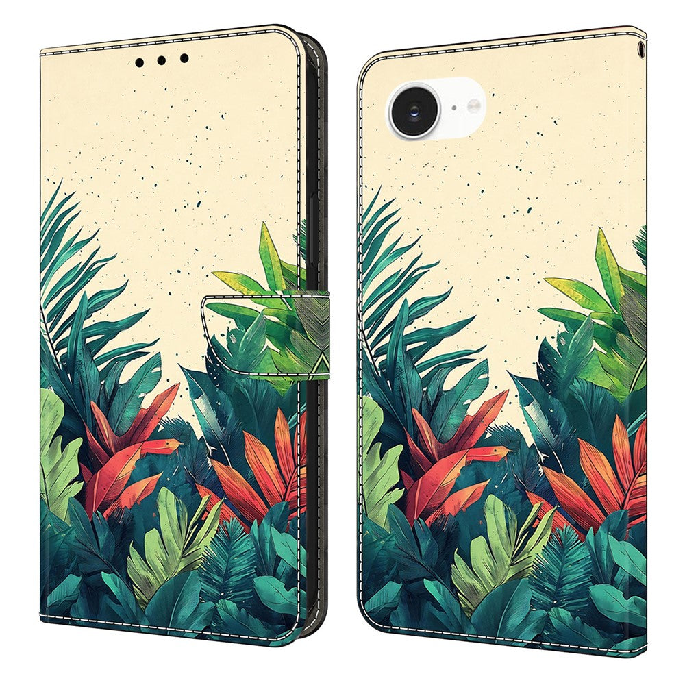 For iPhone 17e / 16e Wallet Case Pattern Printing PU Leather Flip Stand Phone Cover