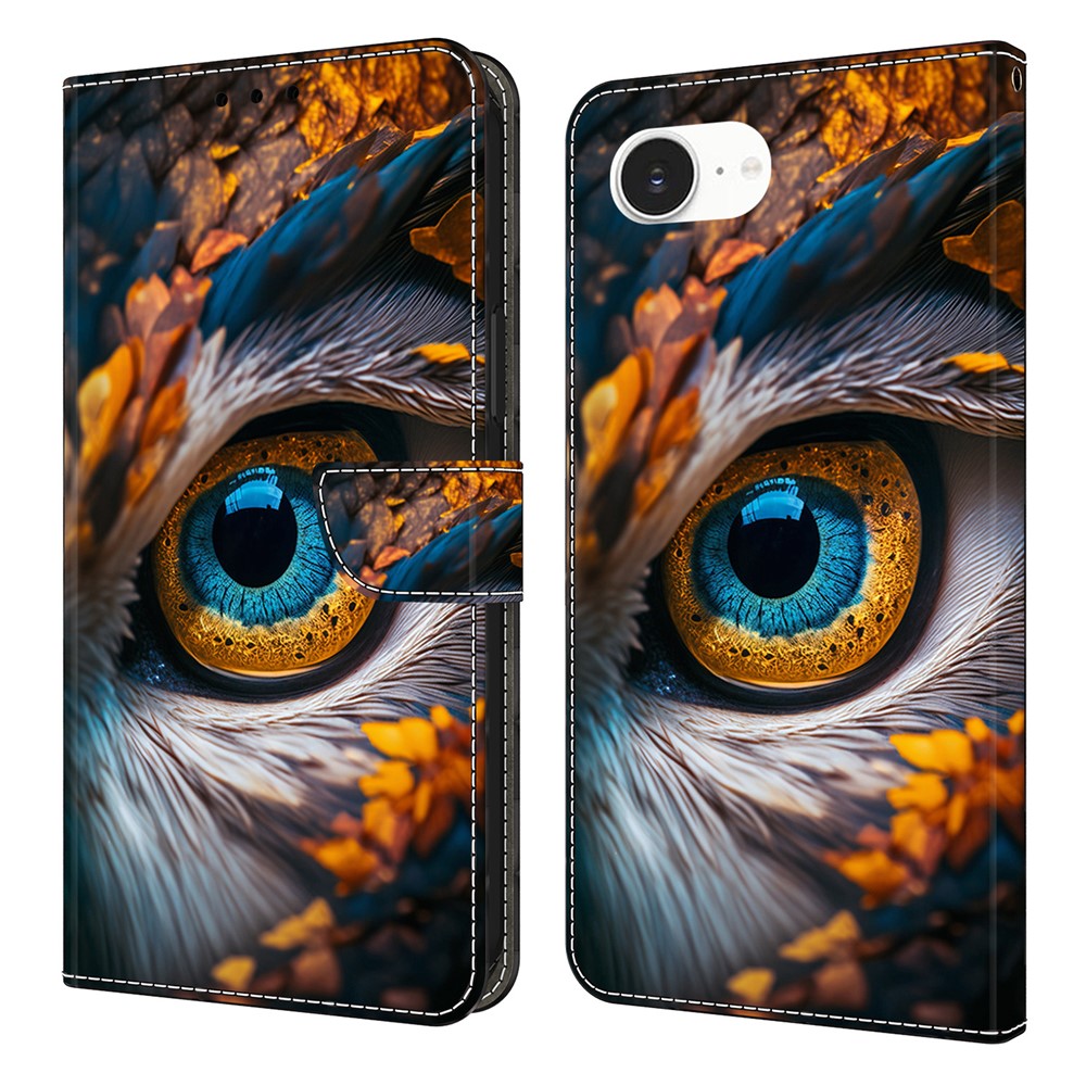 For iPhone 17e / 16e Wallet Case Pattern Printing PU Leather Flip Stand Phone Cover