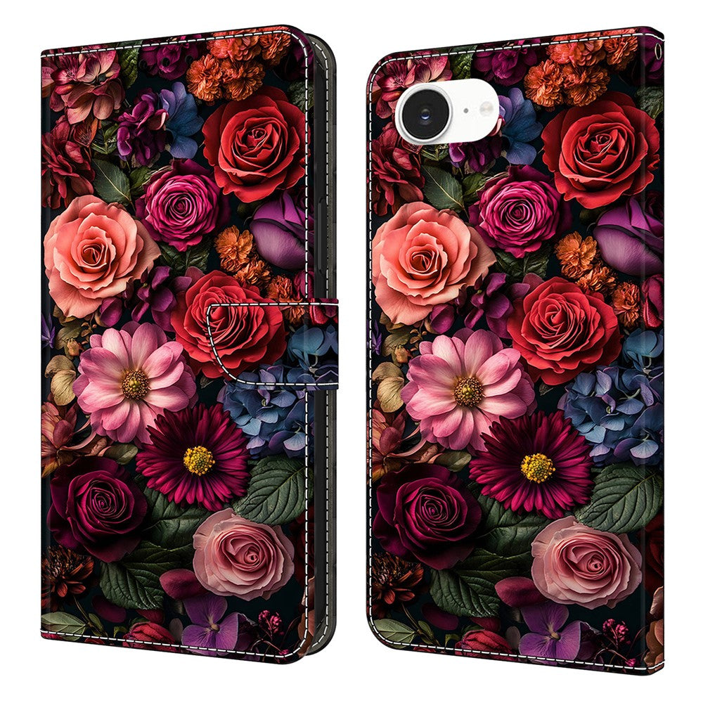 For iPhone 17e / 16e Wallet Case Pattern Printing PU Leather Flip Stand Phone Cover