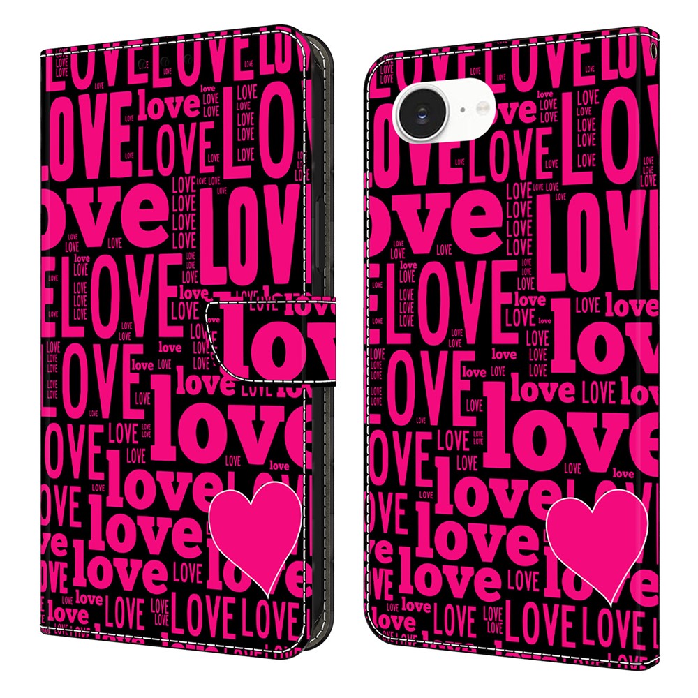 For iPhone 17e / 16e Wallet Case Pattern Printing PU Leather Flip Stand Phone Cover