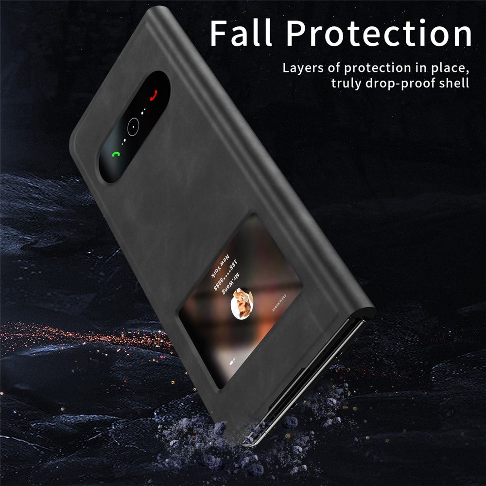 For Samsung Galaxy Z Fold7 5G Case View Window PU Leather Phone Cover