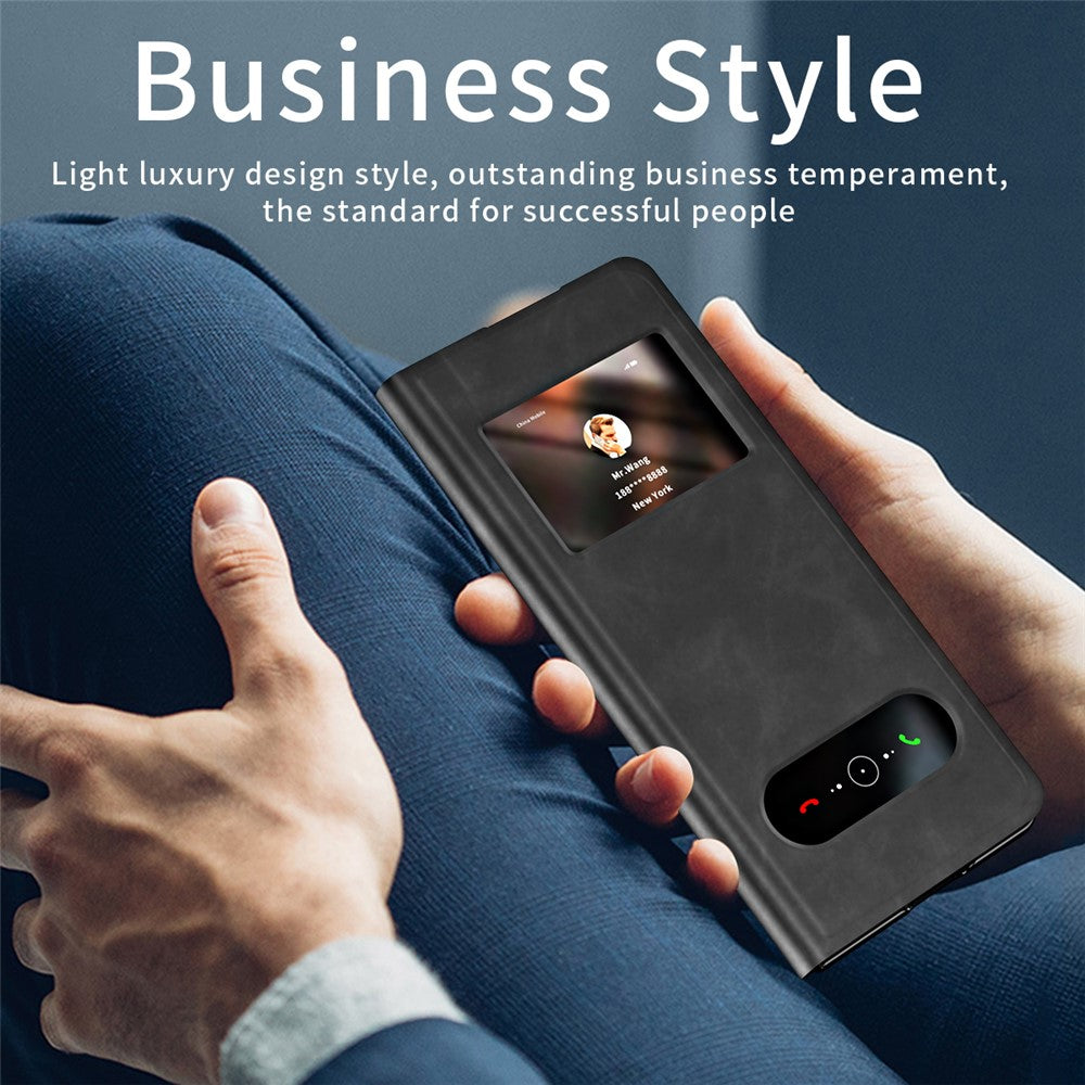 For Samsung Galaxy Z Fold7 5G Case View Window PU Leather Phone Cover