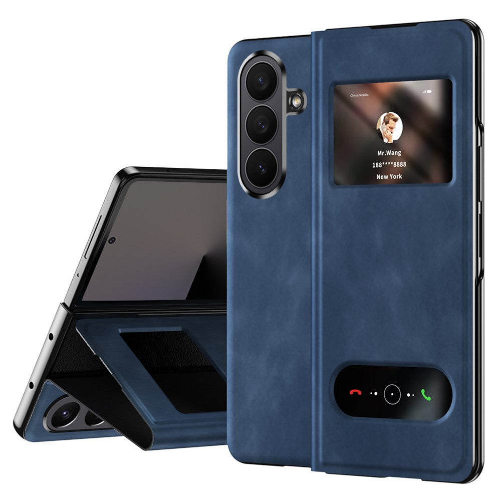 For Samsung Galaxy Z Fold7 5G Case View Window PU Leather Phone Cover