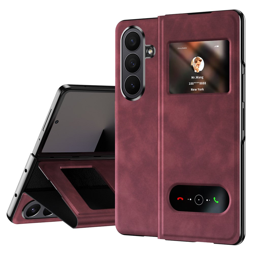 For Samsung Galaxy Z Fold7 5G Case View Window PU Leather Phone Cover