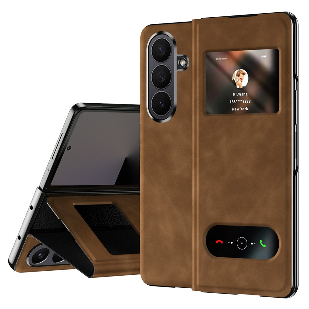 For Samsung Galaxy Z Fold7 5G Case View Window PU Leather Phone Cover