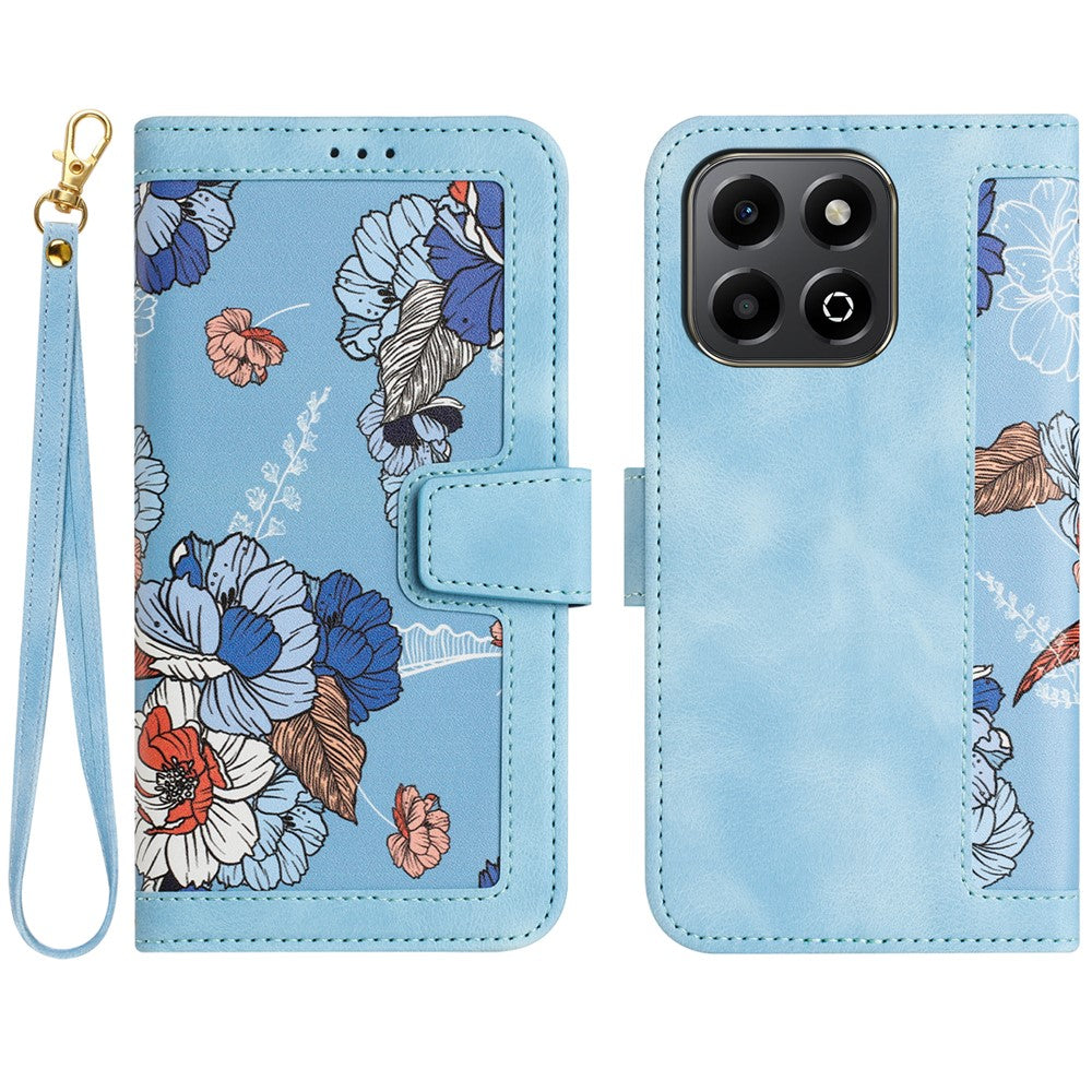 Honor 400 Smart 5G / 4G / X7d 4G Wallet-Handyhülle – Aus PU-Leder, mit Blumenmuster & Kartenfächern