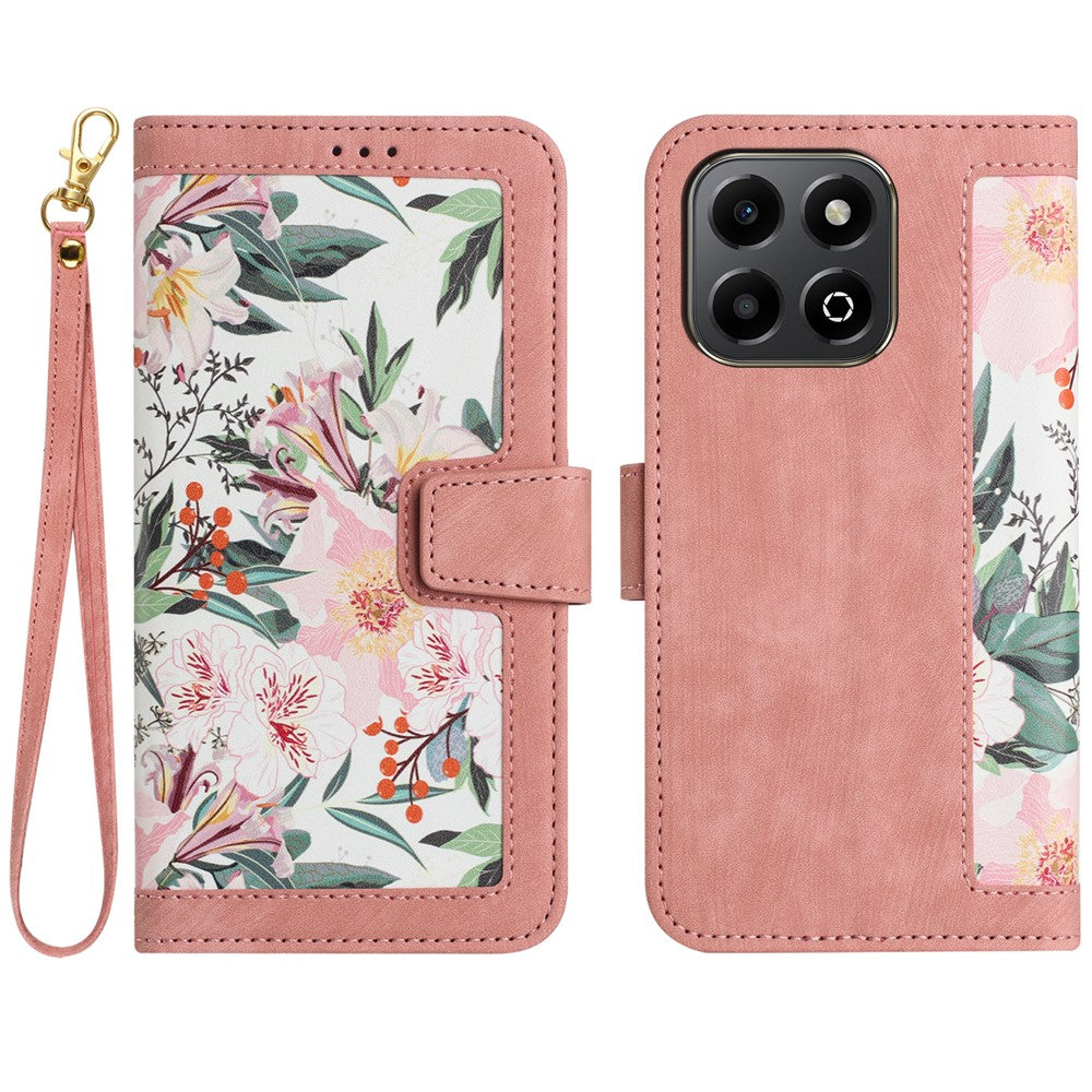 Honor 400 Smart 5G / 4G / X7d 4G Wallet-Handyhülle – Aus PU-Leder, mit Blumenmuster & Kartenfächern