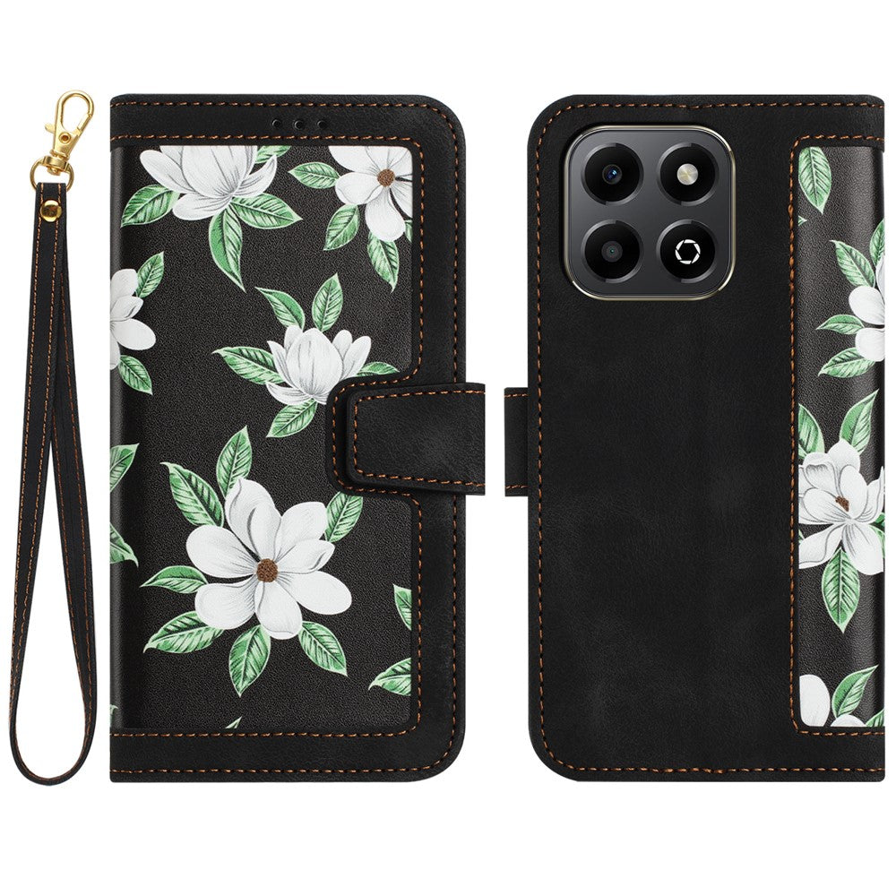 Honor 400 Smart 5G / 4G / X7d 4G Wallet-Handyhülle – Aus PU-Leder, mit Blumenmuster & Kartenfächern