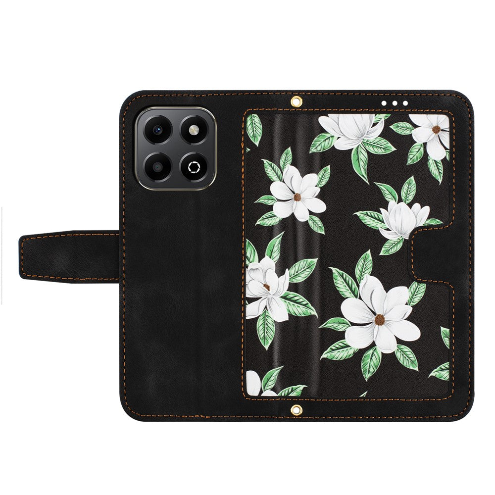 Honor 400 Smart 5G / 4G / X7d 4G Wallet-Handyhülle – Aus PU-Leder, mit Blumenmuster & Kartenfächern