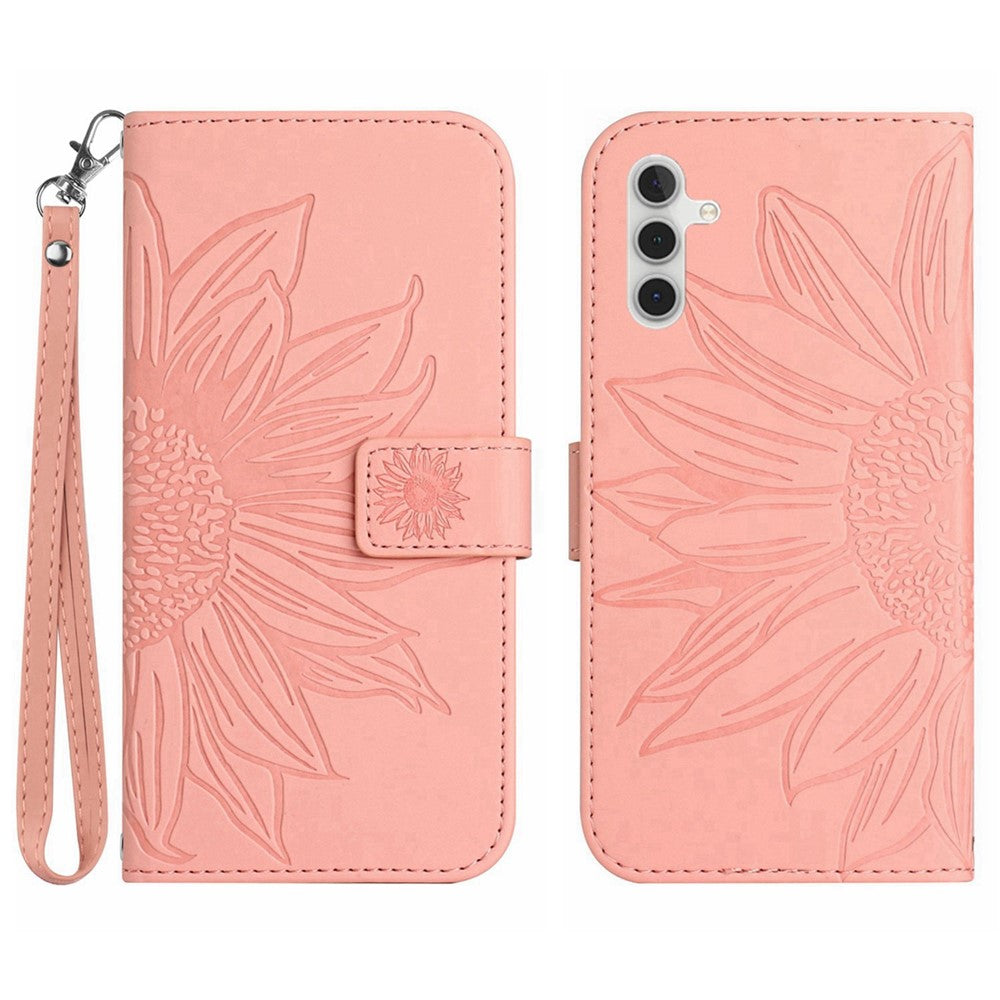 Galaxy A14 5G/4G Wallet-Hülle – Sonnenblume aufgedruckt, mit Ständer & Riemen