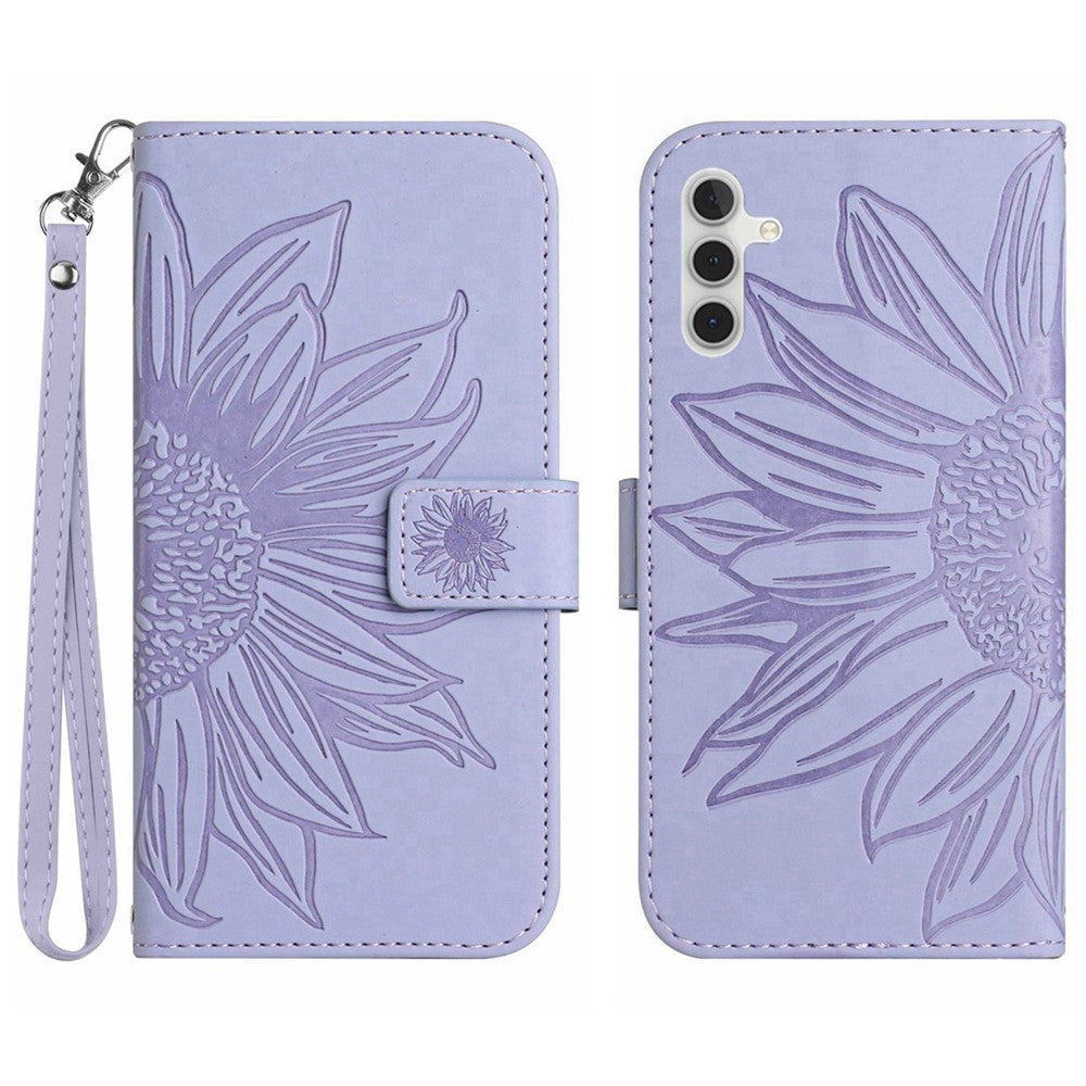 Galaxy A14 5G/4G Wallet-Hülle – Sonnenblume aufgedruckt, mit Ständer & Riemen