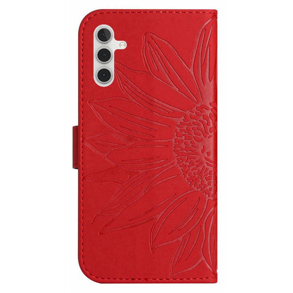 Galaxy A14 5G/4G Wallet-Hülle – Sonnenblume aufgedruckt, mit Ständer & Riemen